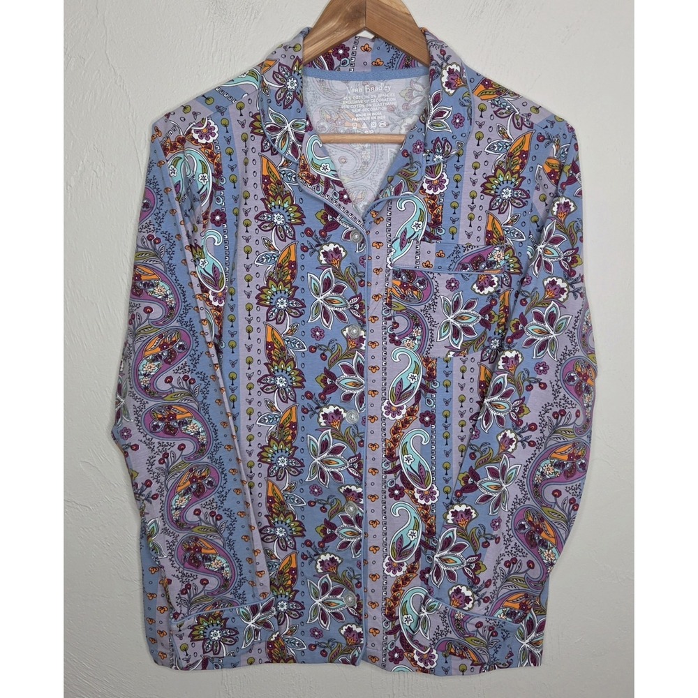 Vera Bradley Women's‎ Purple Blue Paisley Floral Pajama Top Size Small So Soft!